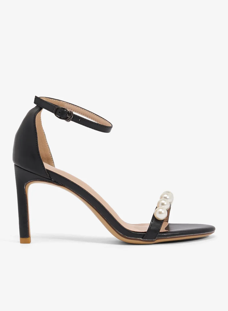 Pearl Detail Embellished High Heel With Strap